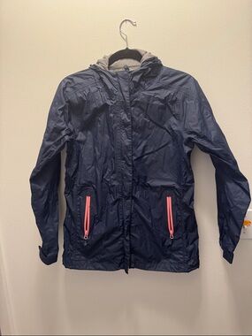 Vineyard Vines Navy Hooded Windbreaker with Pink Zippers